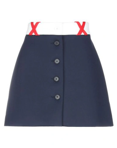 Shop Miu Miu Mini Skirt In Dark Blue