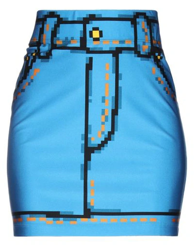 Shop Moschino Woman Mini Skirt Azure Size 8 Polyamide, Elastane In Blue