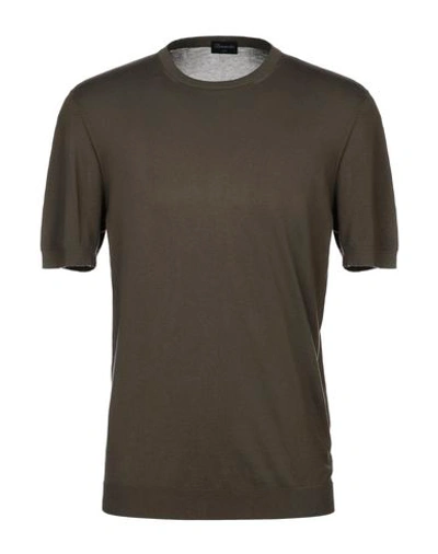 Shop Drumohr Man Sweater Military Green Size 46 Cotton