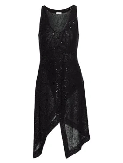 Shop Brunello Cucinelli Women's Long-line Sequin Linen & Silk Tank Top In Black