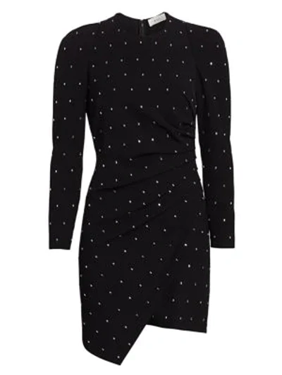 Shop A.l.c Lana Studded Long-sleeve Mini Dress In Black