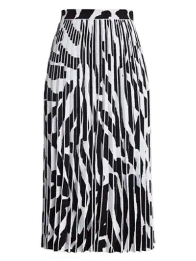 Shop Proenza Schouler Pleated Abstract Print Skirt In Black Ecru