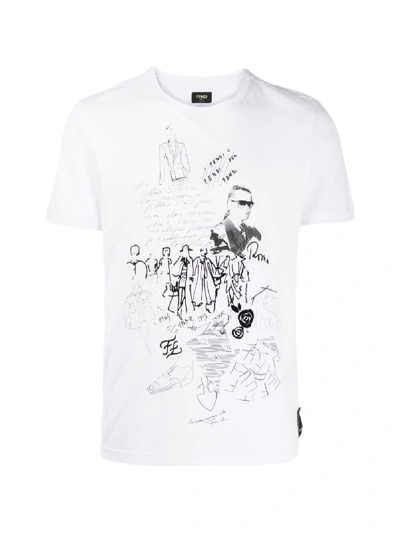 Shop Fendi Karl Kollage T-shirt In White