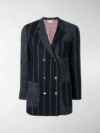 Shop Thom Browne Shadow Stripe Sack Jacket In Blue