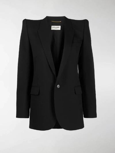 Shop Saint Laurent Dramatic Shoulders Blazer In Black