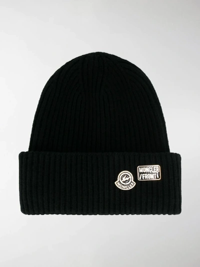 Shop Moncler Genius Pin Badge Beanie Hat In Black