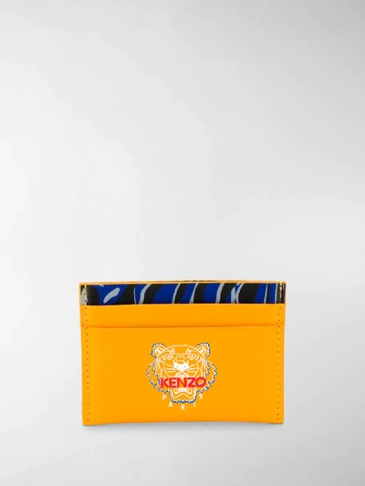 Shop Kenzo Abstract Tiger Print Cardholder In Orange