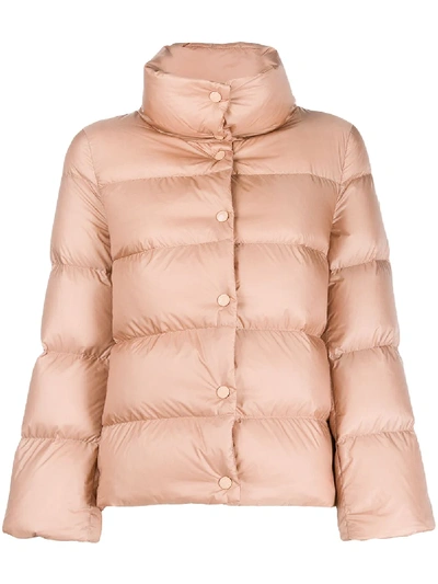 Shop Moncler Button-up Puffer Jacket In Pink