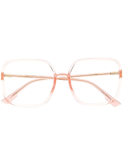 Shop Dior Clear Frame Square Glasses In Pink