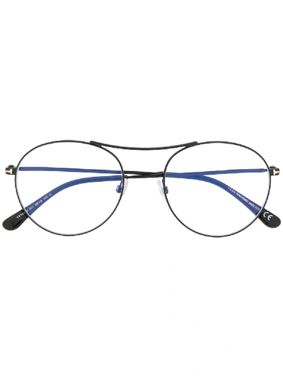Shop Tom Ford Round Frames Glasses In 黑色