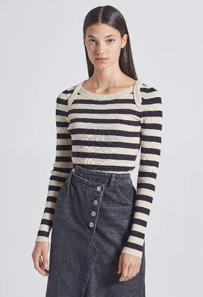 Shop Current Elliott The It Girl Sweater In Beige And Black Stripe