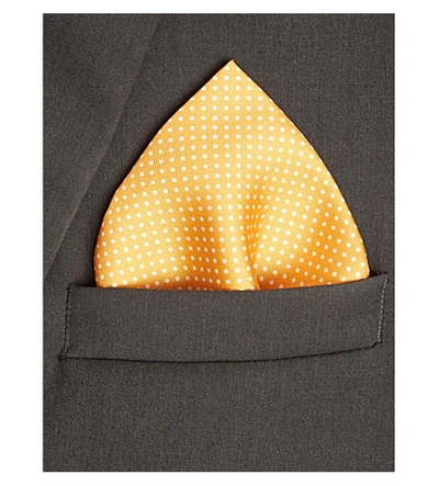 Shop Eton Polka-dot Silk Pocket Square In Yellow/orange