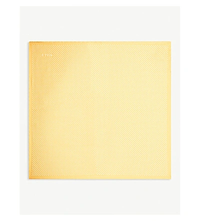 Shop Eton Polka-dot Silk Pocket Square In Yellow/orange