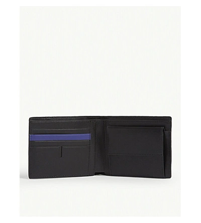 Shop Tumi Global Leather Billfold Wallet In Blue Pieced