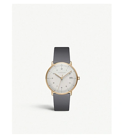 Shop Junghans 047/7854.00 Max Bill Damen Stainless Steel And Leather Watch In Silver