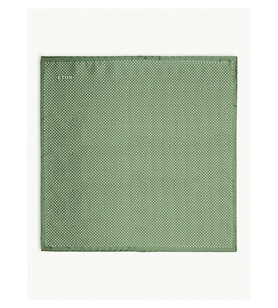 Shop Eton Polka-dot Silk Pocket Square In Green