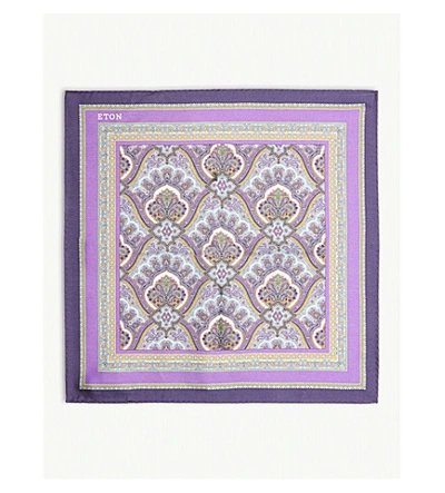 Shop Eton Paisley Print Silk Pocket Square In Purple