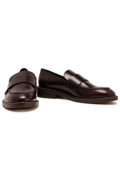 Shop Marni Leather Loafers In Merlot