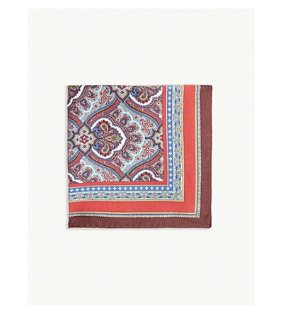 Shop Eton Paisley Print Silk Pocket Square In Pink/red