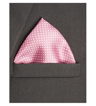 Shop Eton Polka-dot Silk Pocket Square In Pink/red