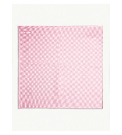 Shop Eton Polka-dot Silk Pocket Square In Pink/red
