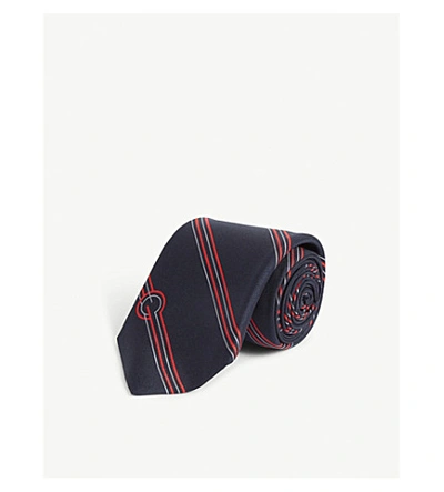 Shop Gucci Striped G Silk Tie In Red