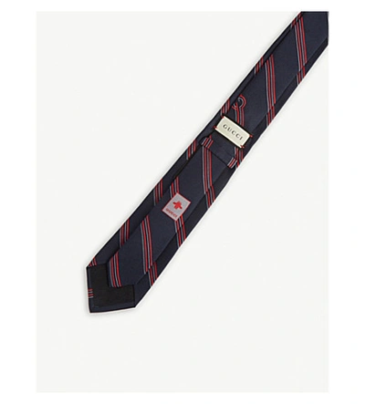 Shop Gucci Striped G Silk Tie In Red