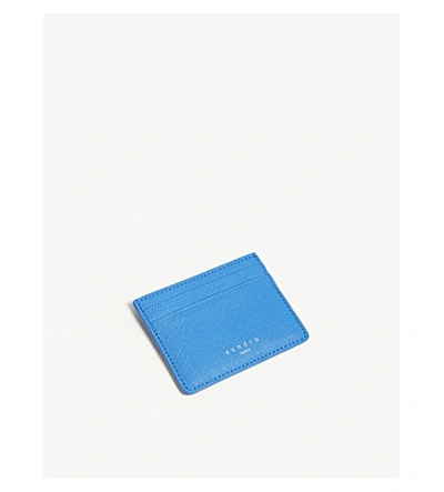 Shop Sandro Textured Leather Card Holder In Navy Blue