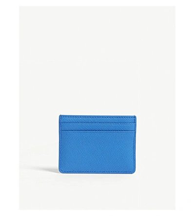 Shop Sandro Textured Leather Card Holder In Navy Blue