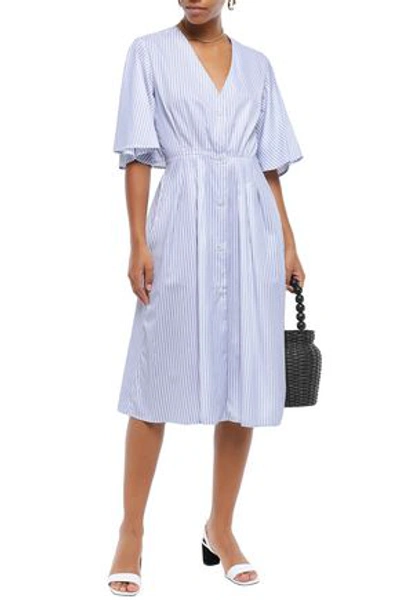 Shop Anna Quan Woman Mara Cutout Striped Cotton Midi Dress Light Blue