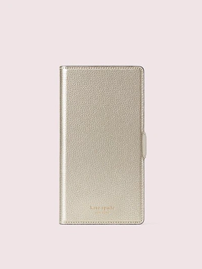 Shop Kate Spade Sylvia Iphone Xs Max Magnetic Wrap Folio Case In Pale Gold