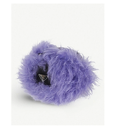 Shop Prada Mohair Trim Trapper Cap In Purple