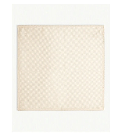 Shop Eton Polka-dot Silk Pocket Square In Offwhite/brown