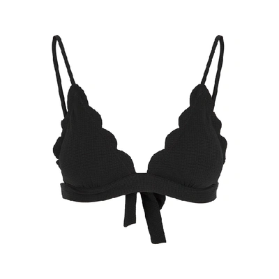 Shop Marysia Santa Clara Scalloped Bikini Top In Black