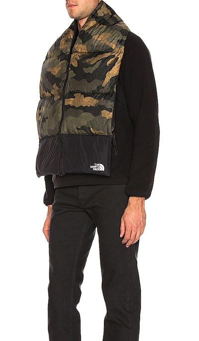 Shop The North Face Nuptse Scarf In Burnt Olive Green Waxed Camo Print