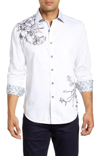 Shop Robert Graham Memento Regular Fit Floral Button-up Shirt In White