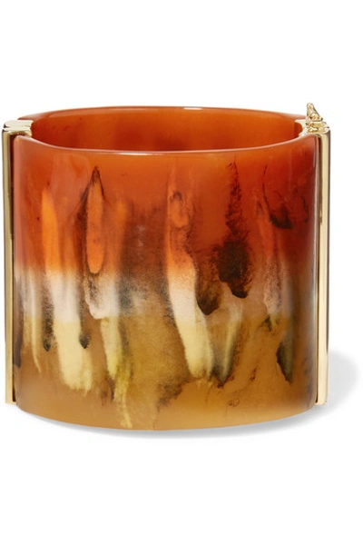 Shop Chloé Bobby Gold-tone And Resin Cuff In Orange