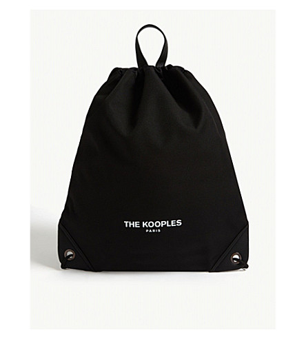 The Kooples Logo Print Drawstring Bag In Bla01 | ModeSens