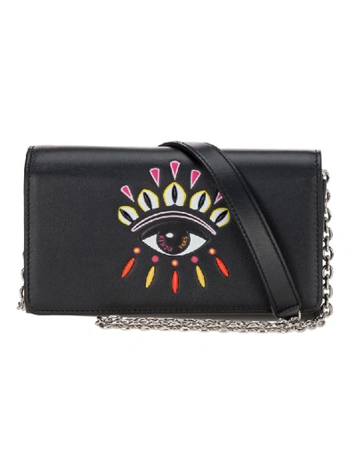 Shop Kenzo Kontact Eye 2-in-1 Wallet In Black