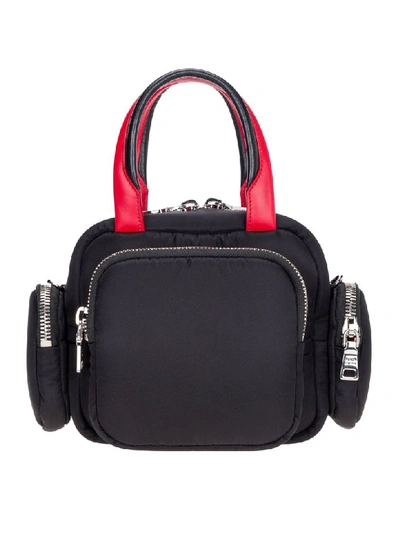 Shop Prada Nylon Cargo Padded Top-handle Bag In Black+red