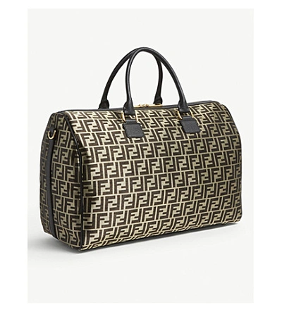 Shop Fendi Monogram Glazed Duffle Bag In Black/gold