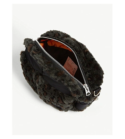 Shop Sacai Leopard Print Faux-fur Belt Bag In Khaki