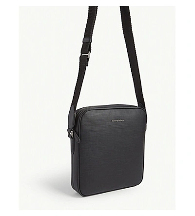 Shop Ermenegildo Zegna Leather Reporter Bag In Black