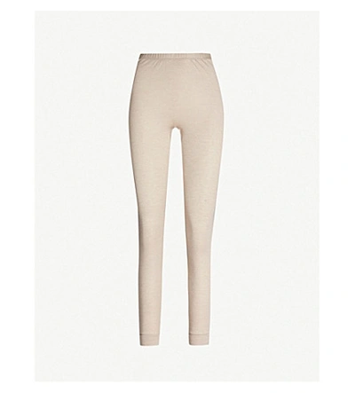 Shop Hanro High-rise Silk And Cashmere-blend Leggings In Stone