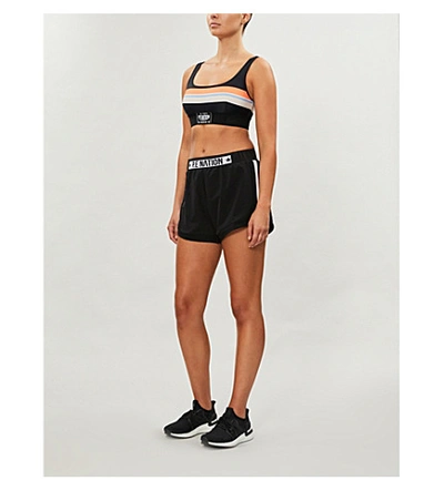 Shop P.e Nation Traverse Branded High-rise Shell Shorts In Blk