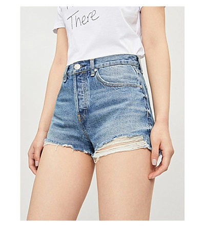 Shop Rag & Bone Maya Ripped High-rise Shorts In Urth