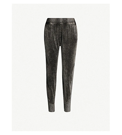 Shop Rag & Bone Tapered High-rise Velour Jogging Bottoms In Washed Black