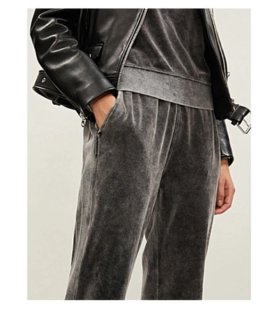 Shop Rag & Bone Tapered High-rise Velour Jogging Bottoms In Washed Black