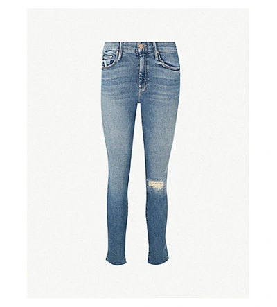 Shop Mother The Looker Ankle Fray Skinny Mid-rise Jeans In Love Gun