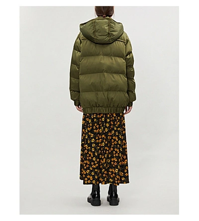 Shop Sandro Padded Shell Hooded Jacket In Olive Green